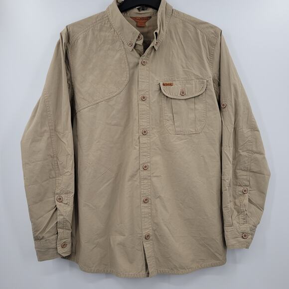 Eddie Bauer sport shop tan button down long sleeve shirt size L - Picture 1 of 6